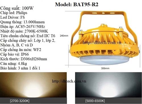 Đèn led nhà xưởng chống cháy nổ 100W