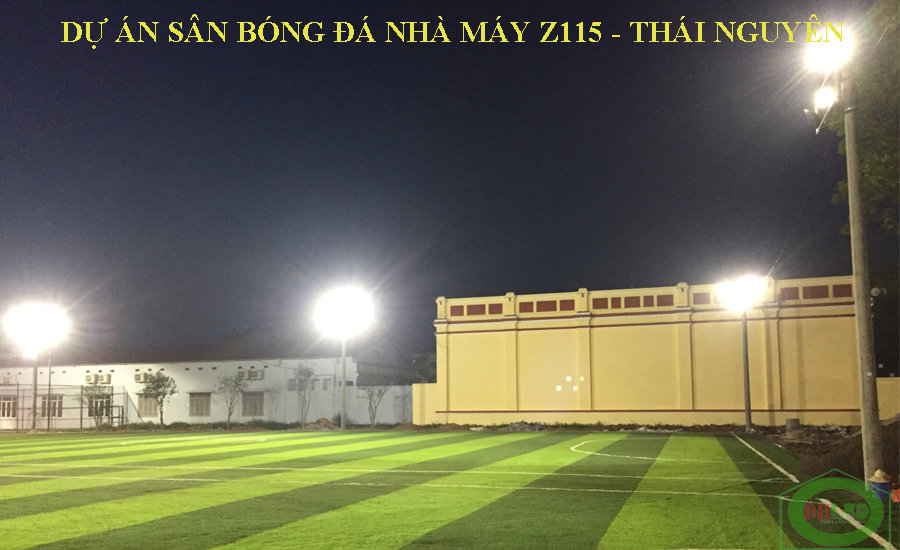 Đèn pha led chiếu sáng sân bóng đá nhà máy Z115 Thái Nguyên