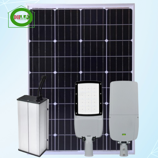 Đèn đường năng lượng mặt trời 80W kết hợp điện lưới 220W Hybrid - Hàng dự án