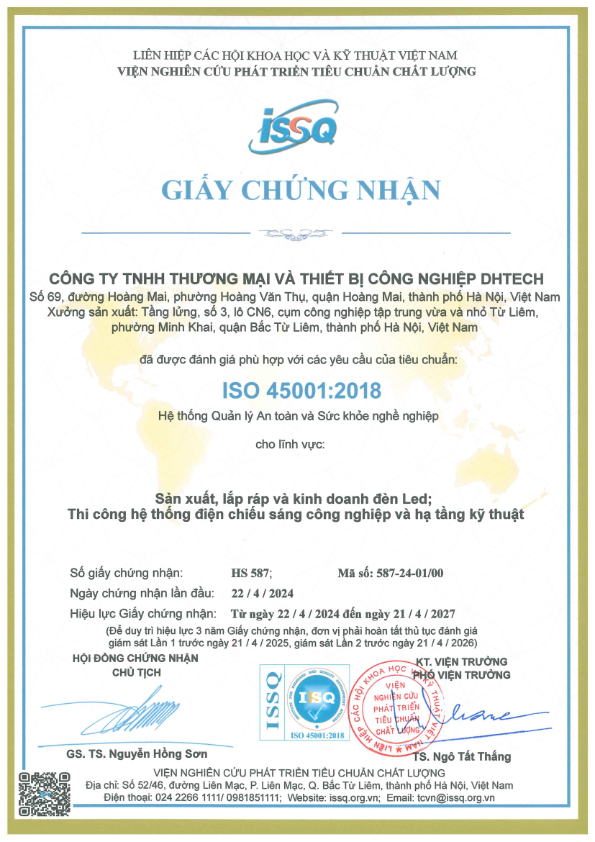 Dhtech đạt tiêu chuẩn ISO 45001:2018