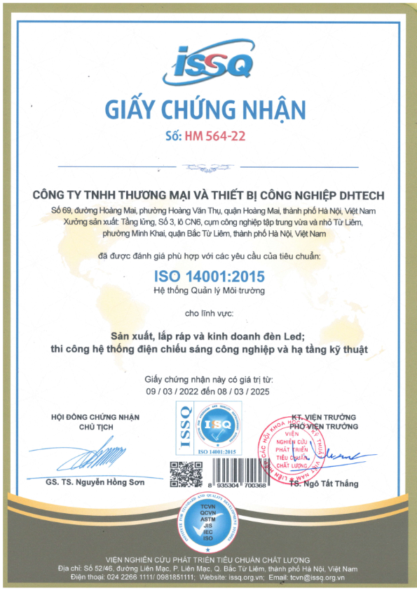 Dhtech đạt tiêu chuẩn ISO 14001:2015