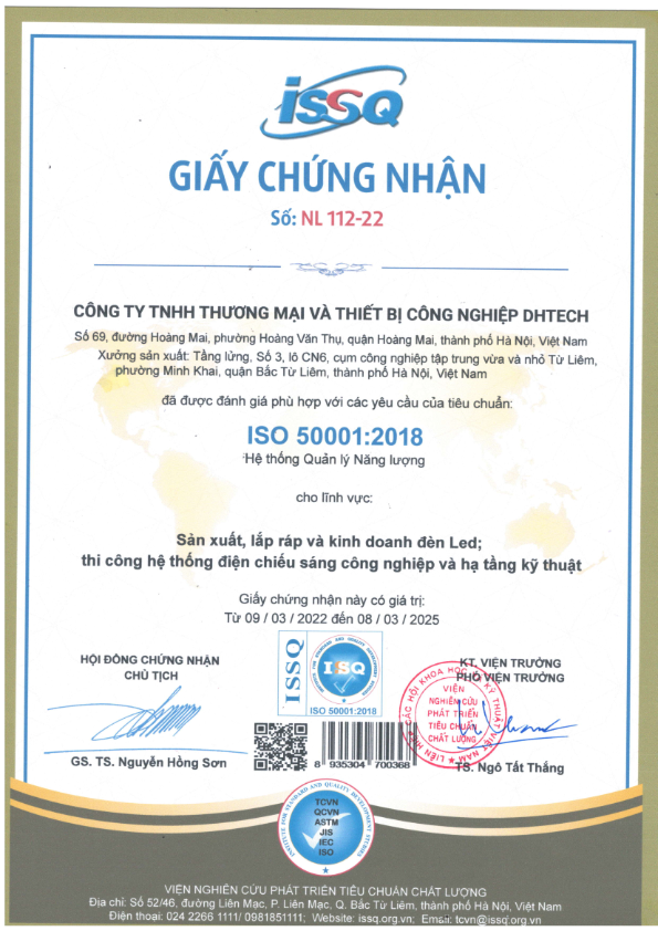 Dhtech đạt tiêu chuẩn ISO 50001:2018